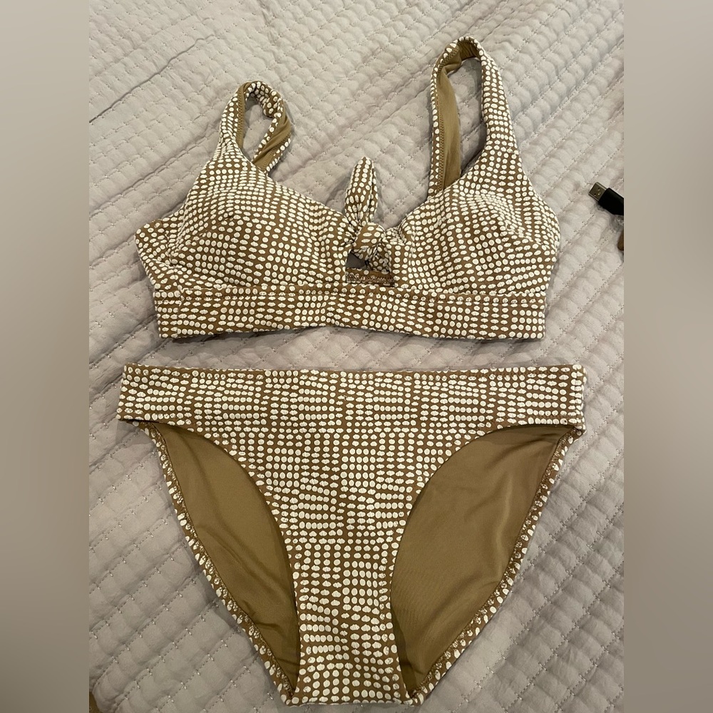Aerie Jacquard Tie Banded Wide Strap scoop bikini top & bottom